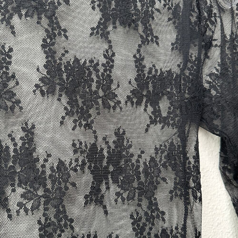 Free People Lady Lux Black Sheer Lace Floral Top XS - Picture 6 of 9